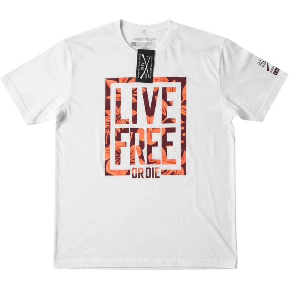 Grunt Style T-Shirt 2XL White Live Free Or Die Floral Graphic Patriotic Tee